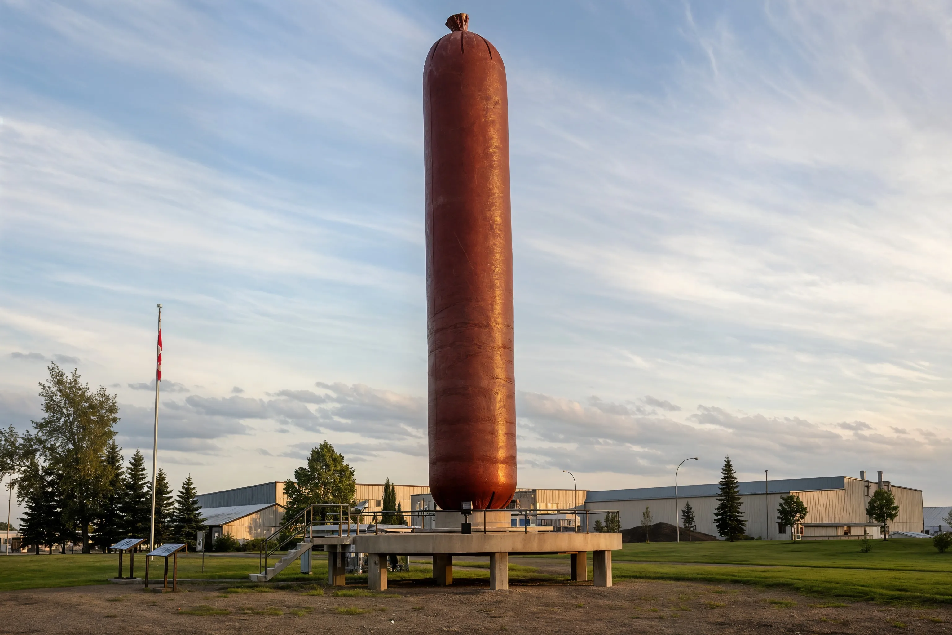 The World's Largest Sausage monument in Mundare, Alberta